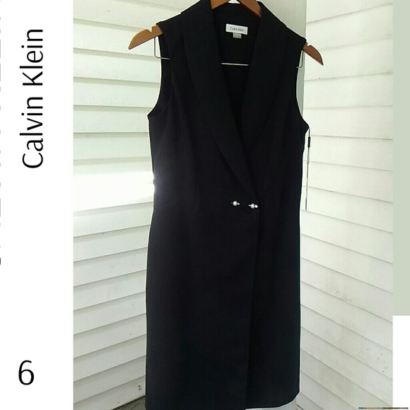 Calvin Klein Dresses & Skirts - Sleeveless Black Sheeth Collared Coat Dress